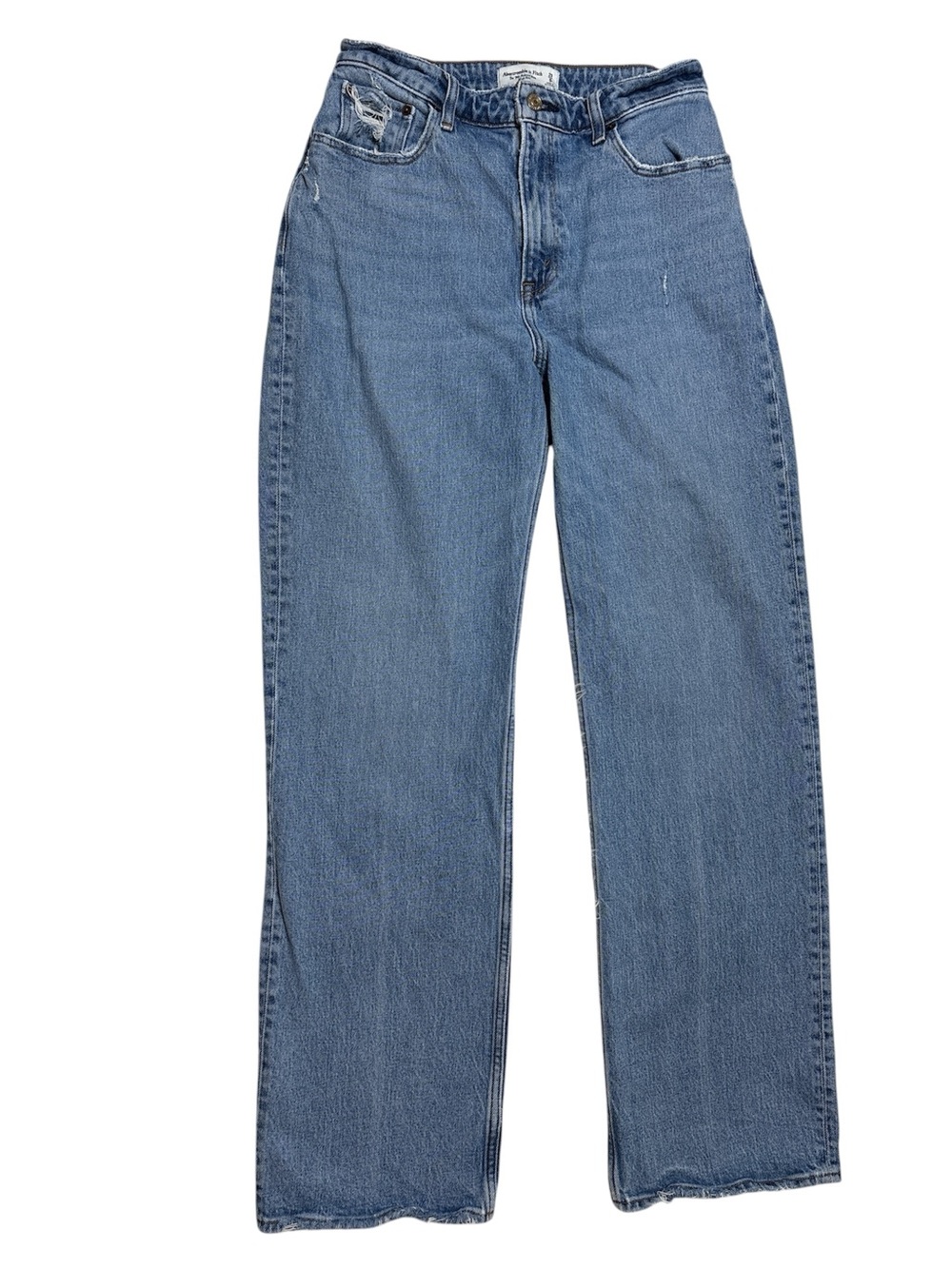 Abercrombie & Fitch Women's 90s Relaxed High Rise Curve Love Jeans Y2K Med Blue